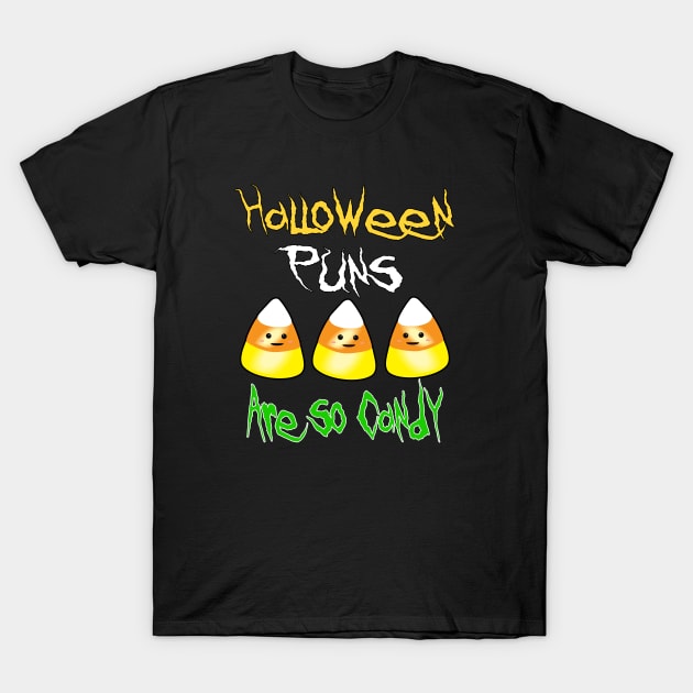 Halloween Puns Are So Corny Funny Candy Corn T-Shirt by Marcekdesign